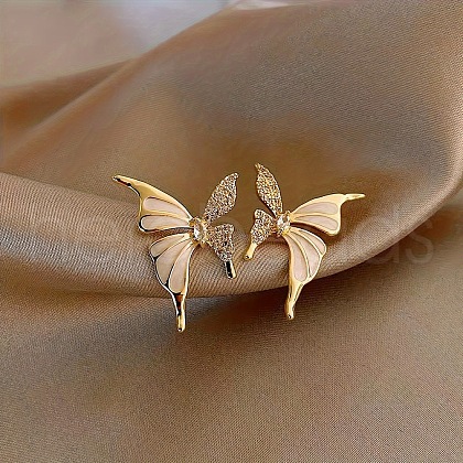 Butterfly Alloy Enamel Stud Earrings FS-WGA0046-01-1