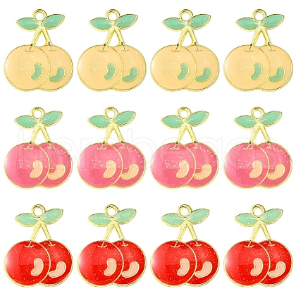 12Pcs 3 Colors Light Gold Plated Alloy Enamel Pendants FIND-FS0002-83-1
