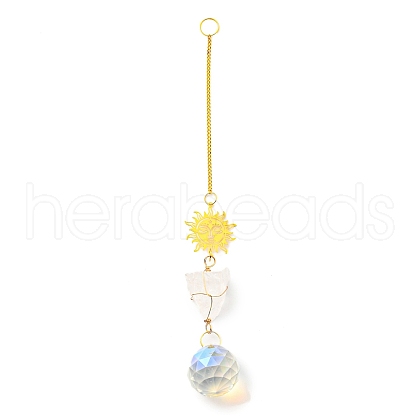 Wire Wrapped Nuggets Natural Quartz Crystal Pendant Decorations HJEW-C008-03A-G-1