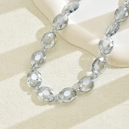 Elegant Vintage Glass Faceted Oval Beaded Necklaces for Women YI4782-1