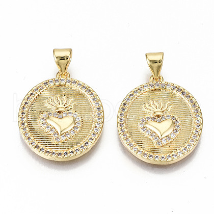 Brass Micro Pave Clear Cubic Zirconia Pendants ZIRC-S067-210-NF-1