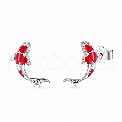 Anti-Tarnish Rhodium Plated 925 Sterling Silver Stud Earrings STER-BB72115-1