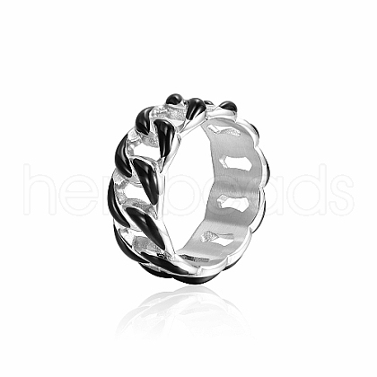 Stainless Steel Enamel Curb Chains Finger Rings WJ4756-1-1