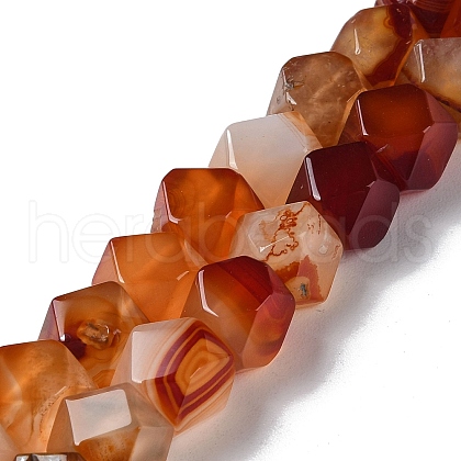 Natural Red Agate Star Cut Round Beads Strands G-M418-C04-01-1
