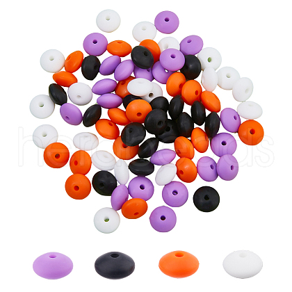 DICOSMETIC 80Pcs 4 Styles Rondelle Food Grade Eco-Friendly Silicone Beads SIL-DC0001-68A-1