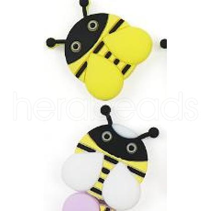 10Pcs 2 Styles Bee Silicone Beads JX692A-1