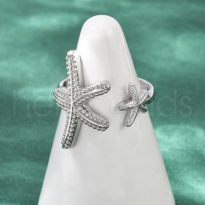 Brass Open Cuff Rings for Women RJEW-R032-05P-1