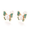Brass Natural Pearl Stud Earrings PEAR-N020-08E-1