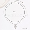 Minimalist 925 Sterling Silver Pave Clear Cubic Zirconia Cross Pendant Necklaces for Women HG0576-3