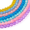  7 Strands 7 Colors Baking Painted Transparent Crackle Glass Bead Strands DGLA-TA0001-02-11
