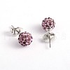 Polymer Clay Rhinestone Ball Stud Earrings EJEW-O041-02D-1