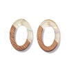 Transparent Resin & Walnut Wood Pendants RESI-XCP0001-92-1