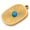 304 Stainless Steel Pave Synthetic Turquoise Rectangle Pendants STAS-M105-19G-2