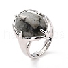 Oval Natural Labradorite Adjustable Finger Ring RJEW-C010-03P-RS-4