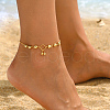 Brass Heart Hollow Round Pendant Anklets for Women Daily Casual Jewelry JN7158-2