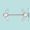 304 Stainless Steel Crystal Rhinestone Barbell Nipple Rings WG5DFA5-23-1