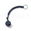 Polyester & Spandex Cord Ropes Braided Wood Ball Keychain KEYC-JKC00589-02-2