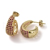 Brass Micro Pave Cubic Zirconia Stud Earrings EJEW-H308-10G-01-2