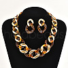 Alloy & CCB Plastic Curb Chain Necklace & Stud Dangle Earrings Sets FS-WG734CE-01-1