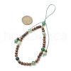 Dyed Natural Banded Agate & Wood Round Beaded Phone Hand Strap Chains HJEW-JM03365-03-3