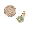 Round Natural Amethyst & Green Aventurine & Rose Quartz & Carnelian & Brass Rhombus Pendant Decorations HJEW-TA00334-3