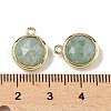 Brass Pave Natural Mixed Stone Faceted Flat Round Charms G-U028-03G-4
