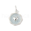 925 Sterling Silver Enamel Flat Round with Heart Charms with Jump Rings and 925 Stamp STER-D288-04S-02-1