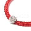 Heart Brass Micro Pave Cubic Zirconia Braided Bead Bracelets Set for Teen Girl Women BJEW-JB07044-6