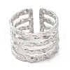 Non-Tarnish 304 Stainless Steel Multi Line Open Cuff Ring for Women RJEW-M149-18P-1