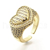 Brass Micro Pave Clear Cubic Zirconia Cuff Rings for Women RJEW-G347-01G-4