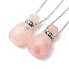 Openable Faceted Natural & Synthetic Mixed Stone Perfume Bottle Pendant Necklaces for Women NJEW-F296-02P-2