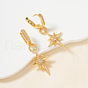 Elegant Octagonal Star Brass Clear Cubic Zirconia Hoop Earrings GJ0701-4