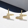 Lightning Bolt Brass Micro Pave Clear Cubic Zirconin Stud Earrings EJEW-D318-07G-1