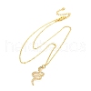 Brass Micro Pave Clear Cubic Zirconia Snake Pendant Necklaces NJEW-S438-02F-G-4