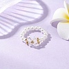 ABS Plastic Imitation Pearl Elastic Rings for Women RJEW-JR00898-1