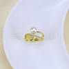 Mother's Day Jewellery Natural Freshwater Pearl with Clear Cubic Zirconia Cuff Rings WGACE42-24-1