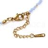 201 Stainless Steel Heart Pendant Necklace with Glass Beaded NJEW-Z029-02A-3