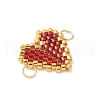 Handmade Glass Seed Beads Heart Links PALLOY-MZ00610-3