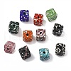 Cube Shape Polymer Clay Rhinestone Beads CLAY-NH0001-08-1