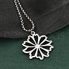 201 Stainless Steel Laser Cut Daisy Flower Pendant Box Chain Necklaces for Women NJEW-Q004-05P-1