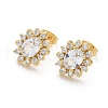 Brass Micro Pave Clear Cubic Zirconia Stud Earrings EJEW-C139-04G-4