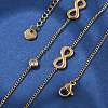 304 Stainless Steel Clear Cubic Zirconia Infinity Link Chain Necklaces for Women NJEW-C069-01G-3