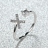 Brass Micro Pave Cubic Zirconia Cuff Rings for Women FS-WGA4C54-50-1