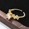 Round Brass Micro Pave Clear Cubic Zirconia Cuff Rings RJEW-C120-28G-3