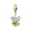 Glass Flower Pendant Decorations HJEW-MZ00206-02-2