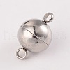 Round 304 Stainless Steel Magnetic Clasps with Loops STAS-N014-01-12mm-1