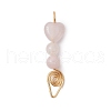 Natural Rose Quartz Heart Round Beaded Pendants PALLOY-JF03109-1