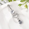 Alloy Crystal Rhinestone Dangle Curved Barbell Belly Rings AJEW-R007-04P-01-2