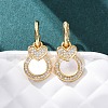Heart with Flat Round Brass Micro Pave Clear Cubic Zirconia Hoop Earrings KK-D363-11B-G-5
