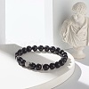 Natural Obsidian Round Beads Stretch Bracelets Set BJEW-JB06980-04-6